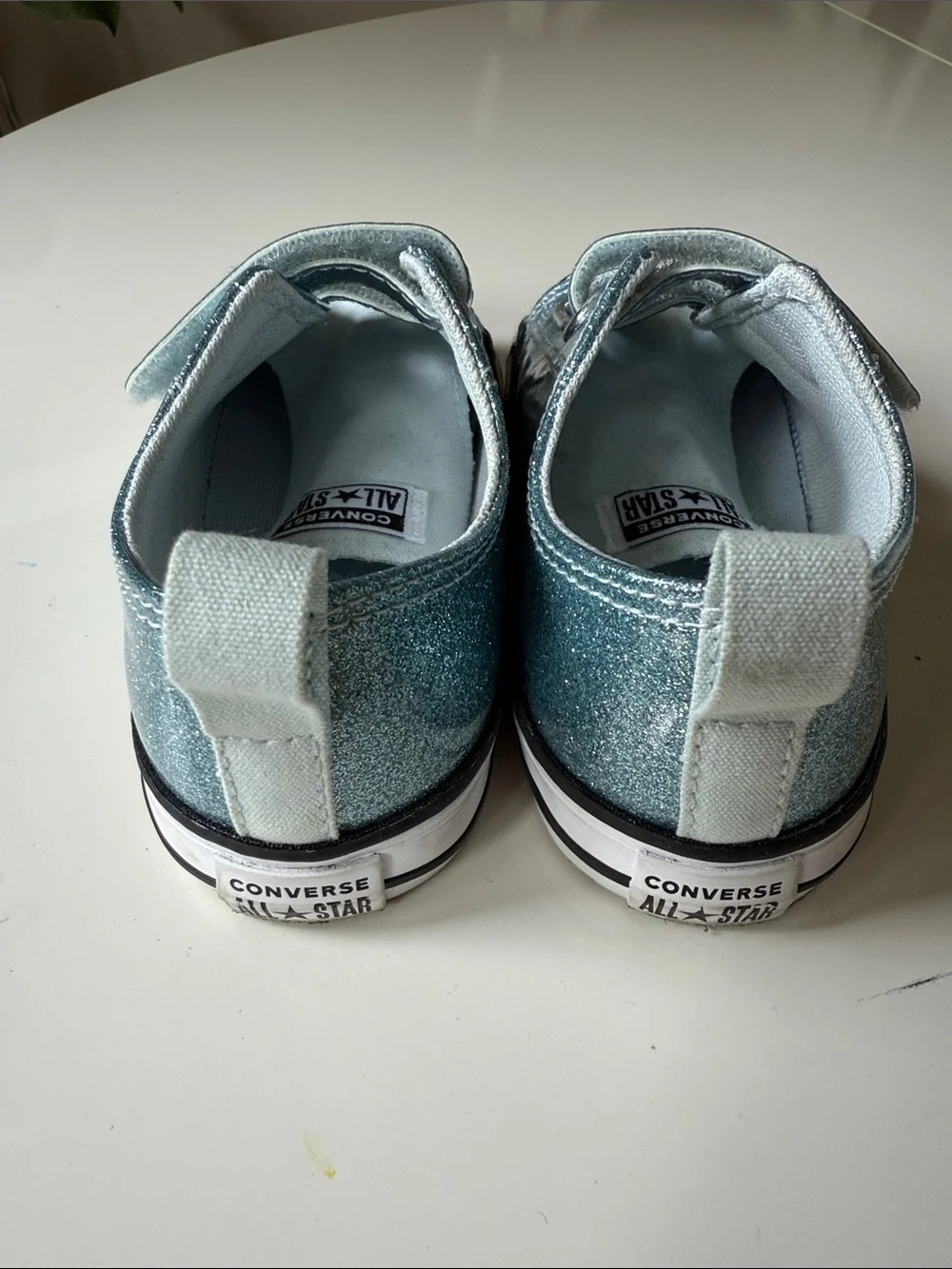 Converse Kids Glitter Velcro Sneakers in Teal Sparkle
